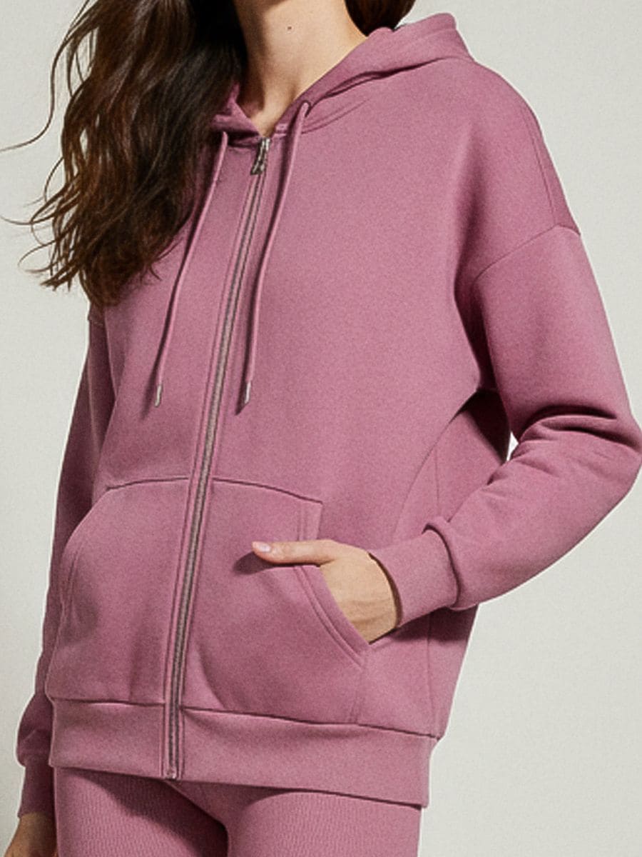 Rozpinana bluza z kapturem basic - fioletowy - SINSAY