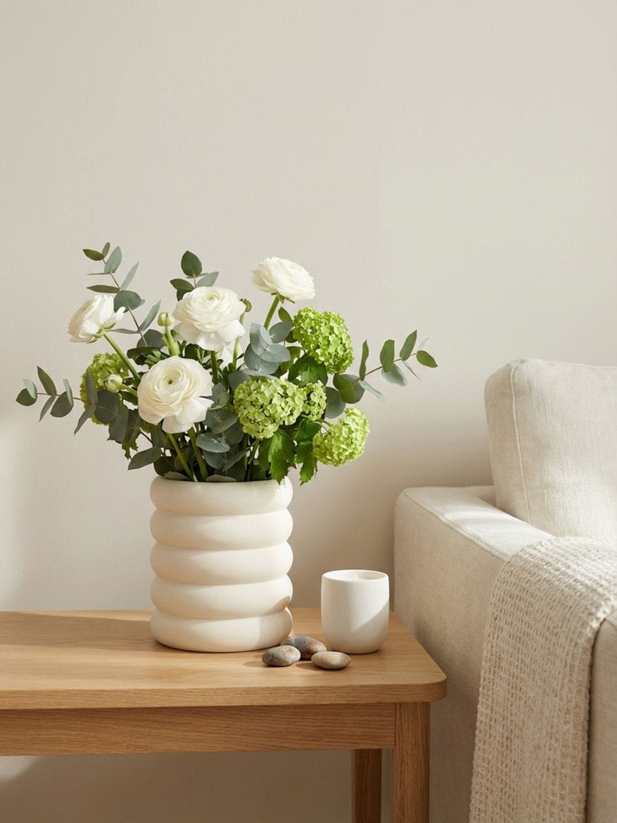Ceramiczny wazon dekoracyjny o warstwowej formie Ceramiczny wazon dekoracyjny o warstwowej formie - kremowy - SINSAY