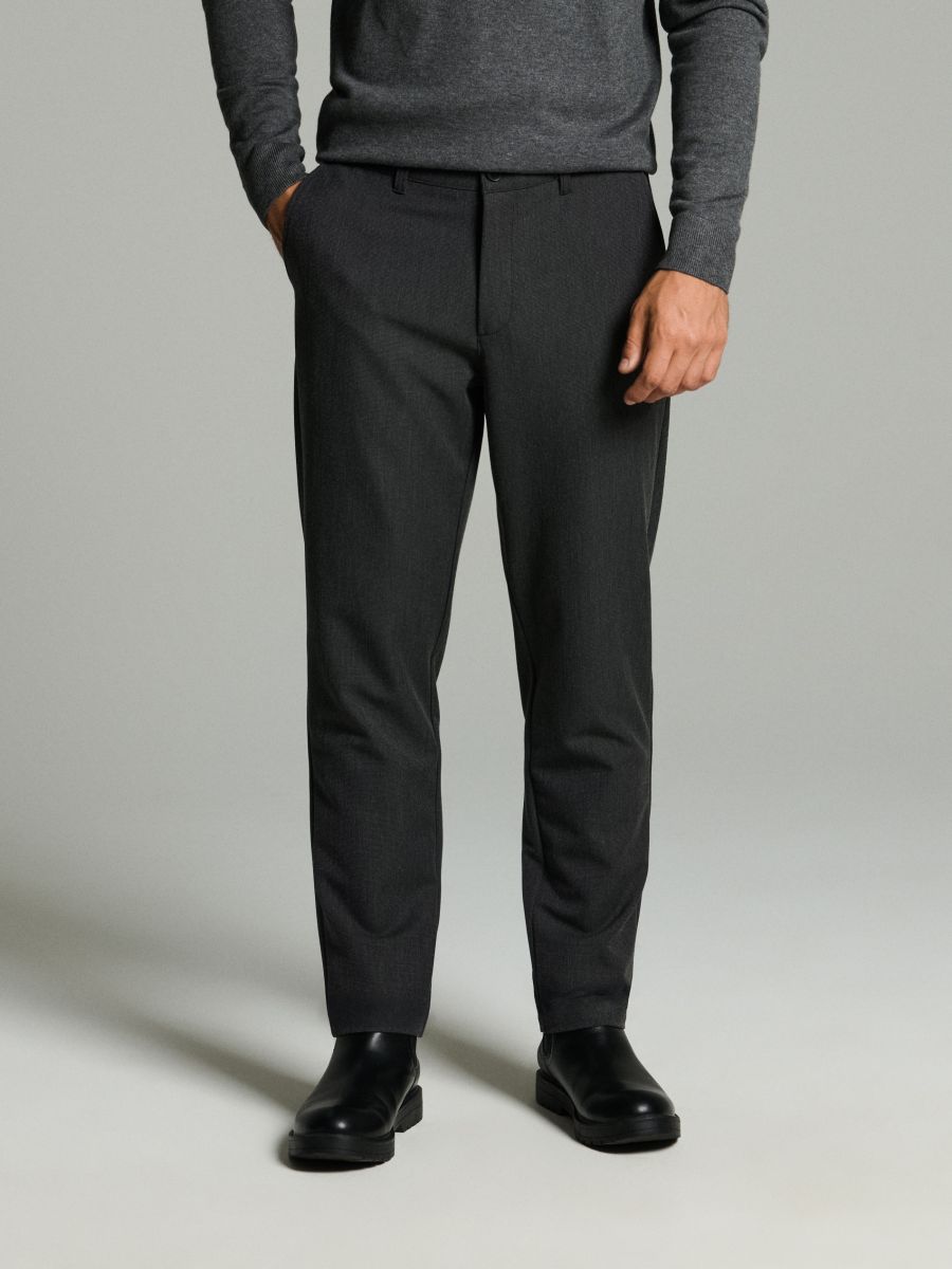 Eleganckie spodnie chino slim - szary - SINSAY