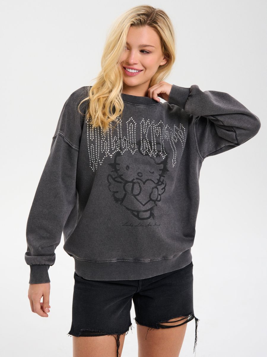 Bluza z efektem sprania Hello Kitty Bluza z efektem sprania Hello Kitty - szary - SINSAY