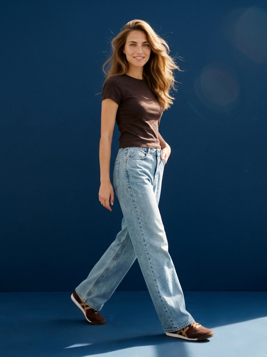 Jeansy wide leg z efektem sprania Jeansy wide leg z efektem sprania - niebieski - SINSAY