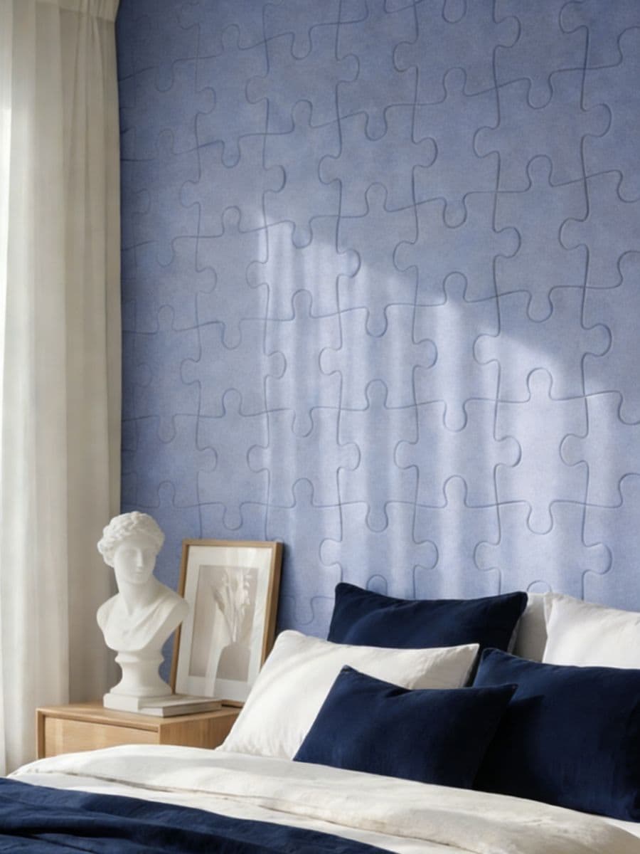 Panel ścienny w kształcie puzzla 9 pack Panel ścienny w kształcie puzzla 9 pack - niebieski - SINSAY