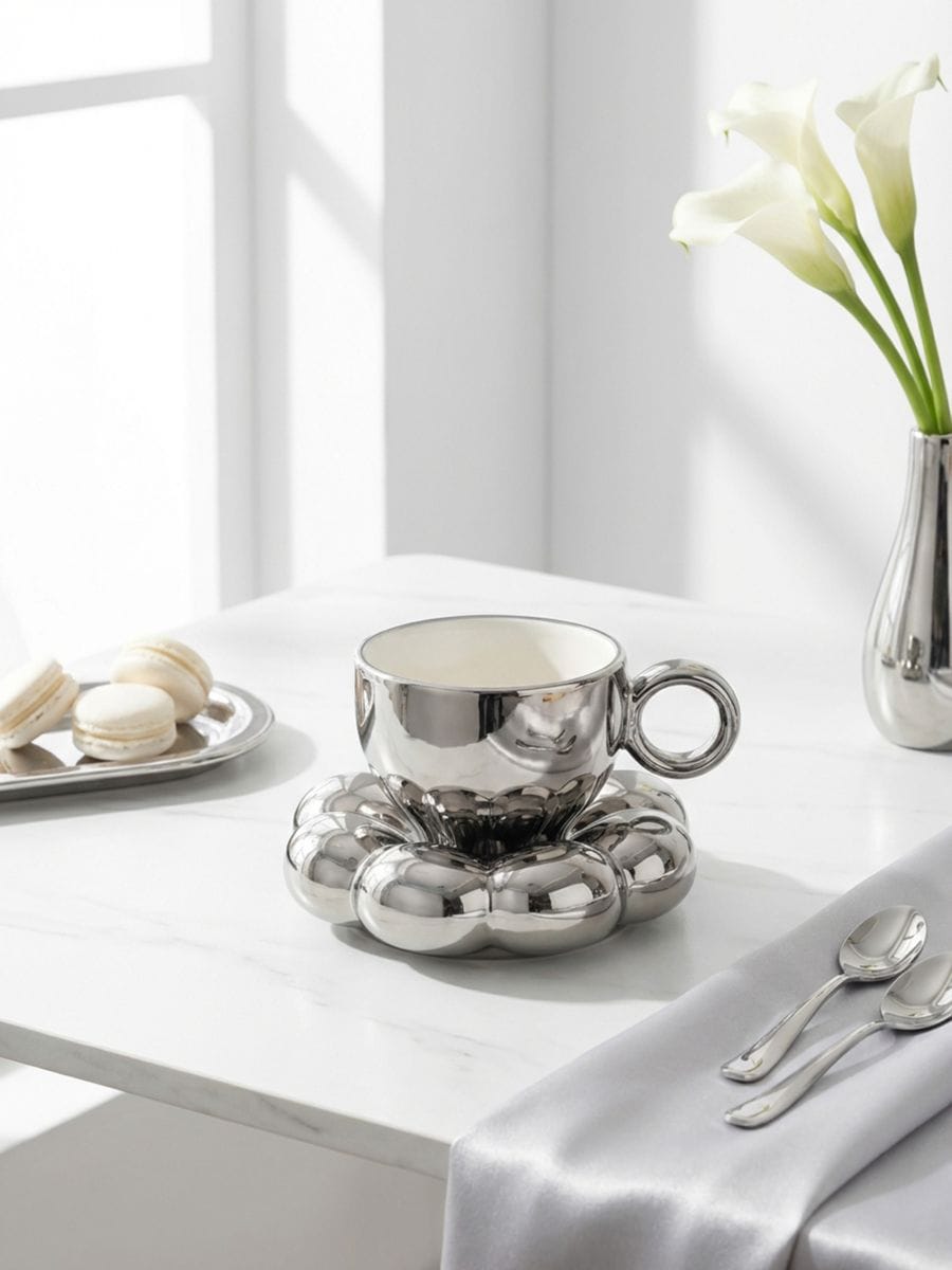 Ceașcă cu farfurioară Ceașcă cu farfurioară - argintiu - SINSAY