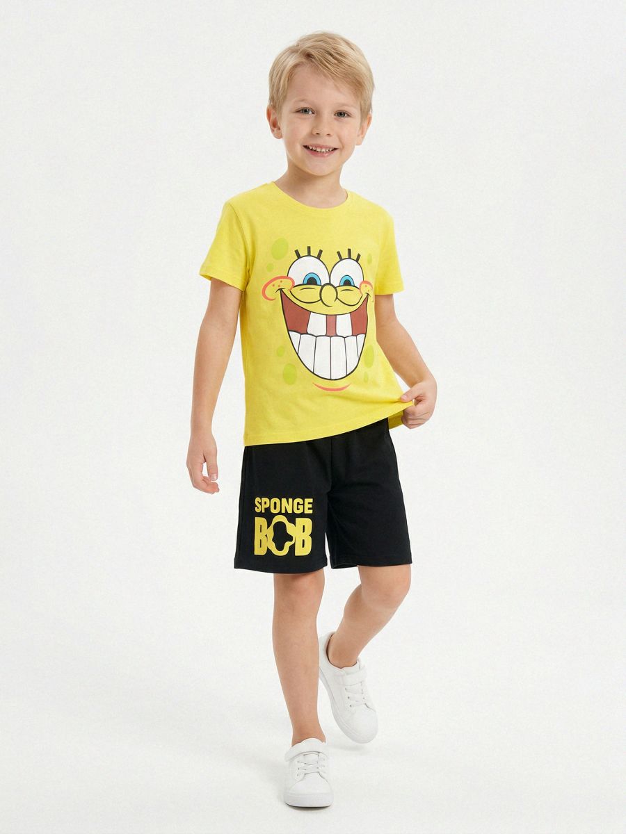 Bawełniana piżama dwuczęściowa z nadrukiem SpongeBob - żółty - SINSAY