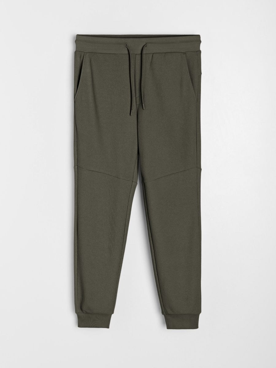 Spodnie jogger dresowe pique Spodnie jogger dresowe pique - khaki - SINSAY
