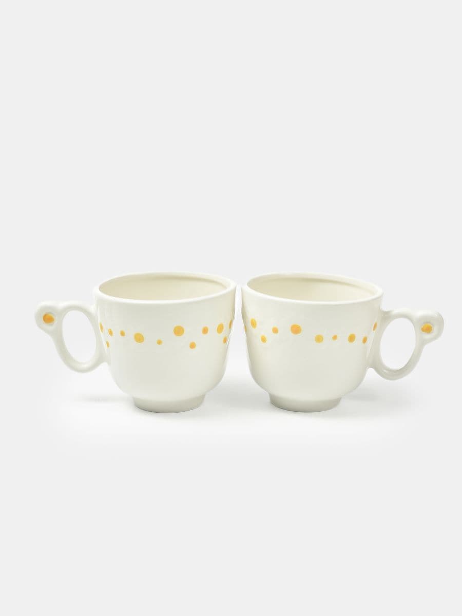 Ceramiczne kubki z kwiatowym wzorem 2 pack Ceramiczne kubki z kwiatowym wzorem 2 pack - biały - SINSAY