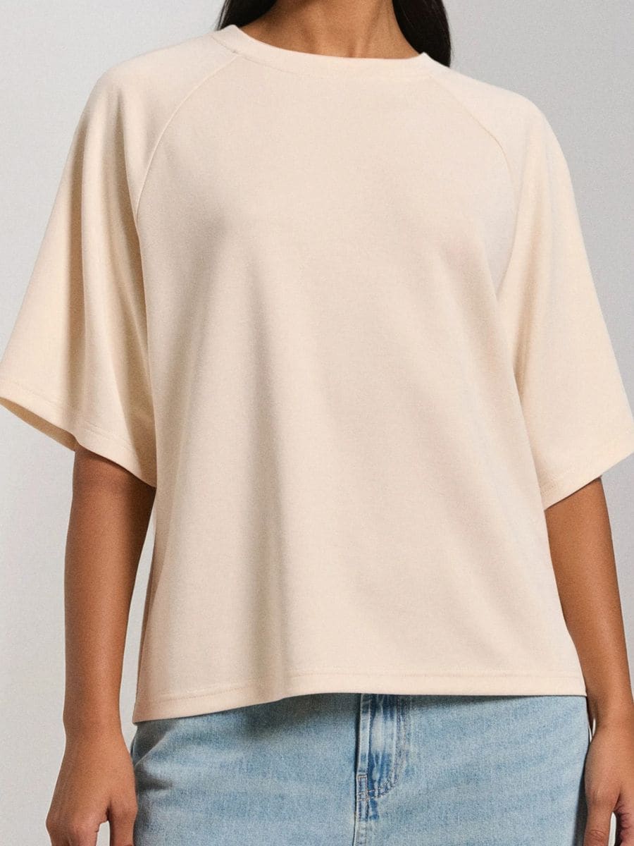 Bluza z domieszką wiskozy Bluza z domieszką wiskozy - kremowy - SINSAY