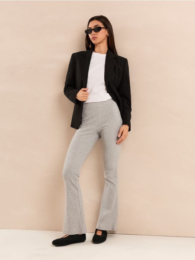 Gerippte Baumwoll-Leggings im Flare-Schnitt