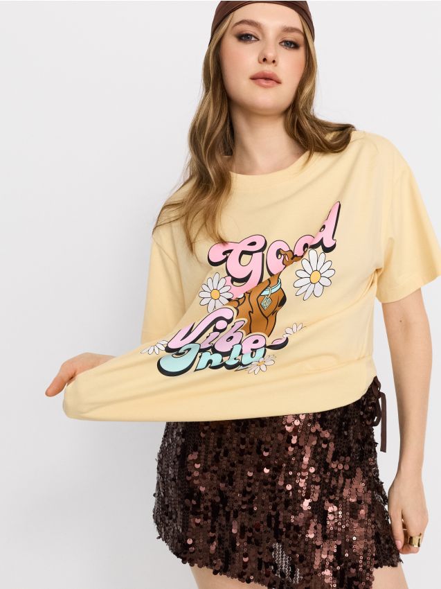 T-Shirt mit kleinem Print Scooby Doo